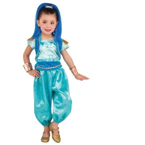 Toddler Shimmer & Shine Halloween Costume 3T/4T Jumpsuit, Hair Ext. Girls 4 Pc - Picture 1 of 3